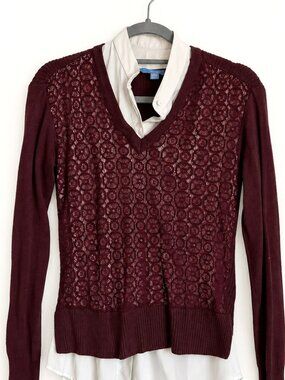Simply Vera Vera Wang XS Burgundy Lace Layered Look Top